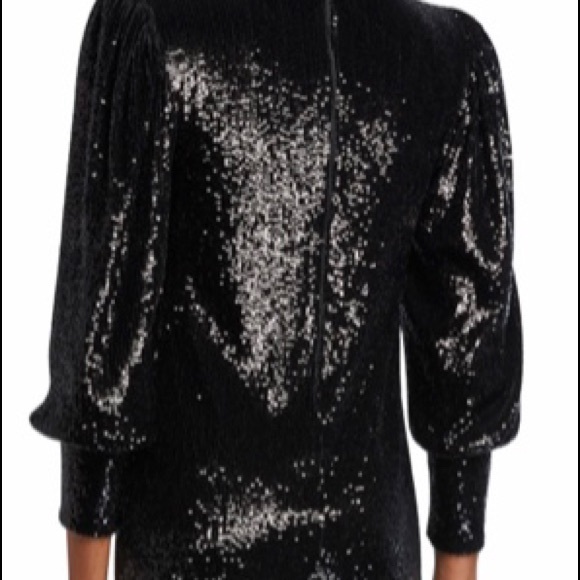 A.L.C. Christy Black Sequin Mini Mock Neck Dress Holiday Christmas New Year Sexy - Picture 5 of 5